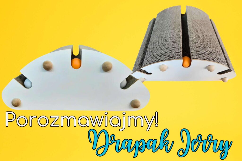 Drapak dla kota tekturowy JERRY | Ekologiczny drapak kartonowy z kulkami