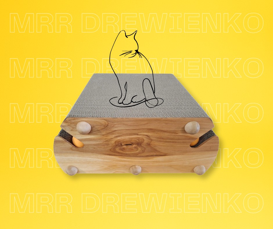 Drapak kartonowy z kulkami aktywizujący Coolkuldrap kolor drewniany